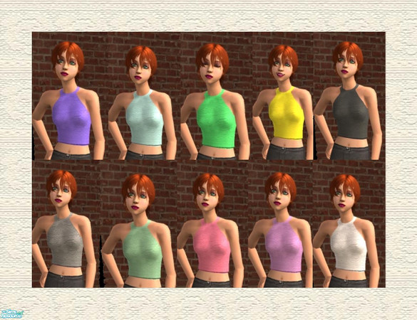 Sims 2 — Lace Halters by sweetokie80 — A set of 10 lace halters in a variety of colors for your teens fashion enjoyment. 