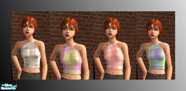 Sims 2 — Plaid Halter Set by sweetokie80 — A set of 4 plaid halters in a variety of colors for your teens fashion