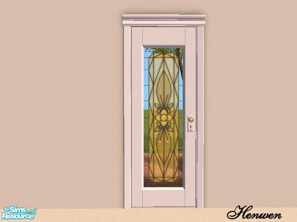 Sims 2 — Chiclettina Glass Clear Gold by Henwen — Maxis door with a new glass insert in a gold.