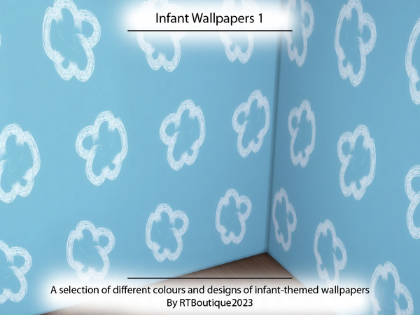 Sims 4 — Infant-Themed Wallpapers 1 by RTboutique2023 — A variety of wallpapers with original, hand-drawn styles for the