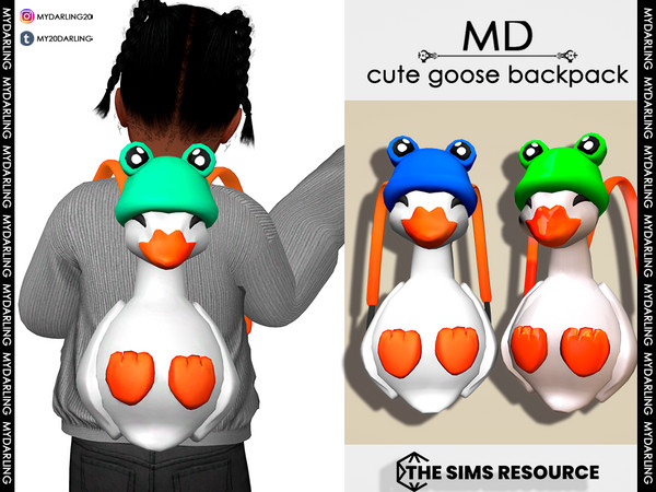 Sims 4 — cute goose backpack Toddler by Mydarling20 — new mesh base game compatible all lods all maps 10 colors The