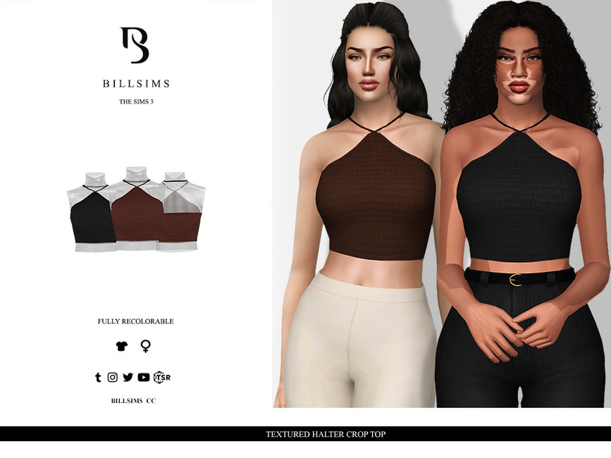 Sims 3 Accessory Halter The Sims Resource - Textured Halter Crop Top