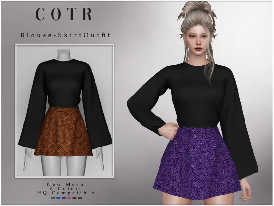 The Sims Resource - Blouse-Skirt Outfit O-26