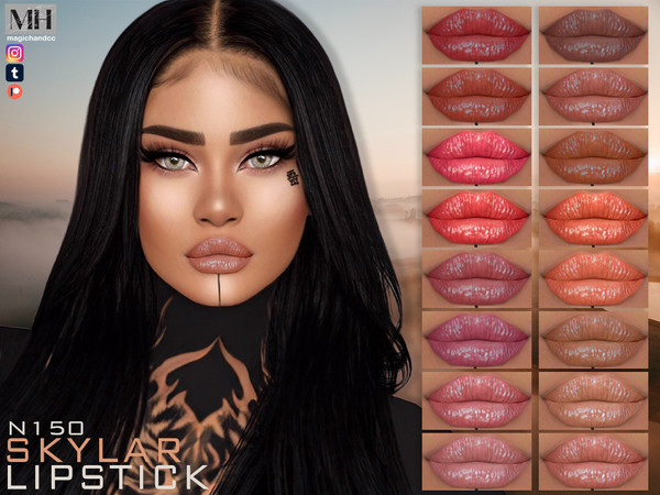 Sims 4 — [Patreon] Skylar Lipstick N150 by MagicHand — Baddie lipstick in 18 colors - HQ Compatible. Preview - CAS