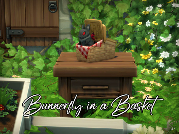 Sims 4 — Bunnerfly in a Basket (Decor Item) by Naunakht — It's cute. It's indignant. It's in a basket. Pet at your own