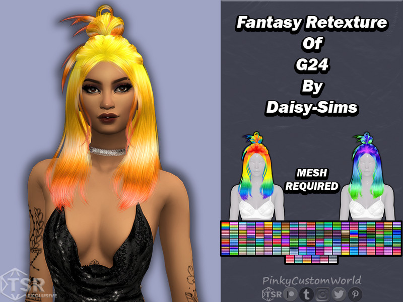 Sims 4 Fantasy Retexture of G24 hair by Daisy-Sims by PinkyCustomWorld
