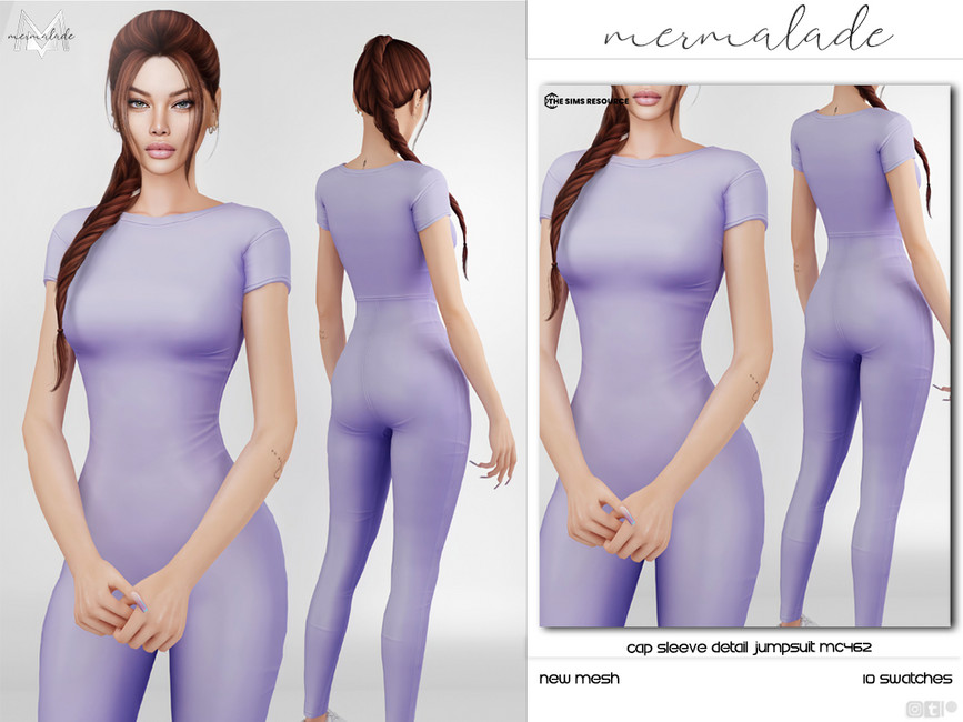 The Sims Resource - Cap Sleeve Detail Jumpsuit MC462
