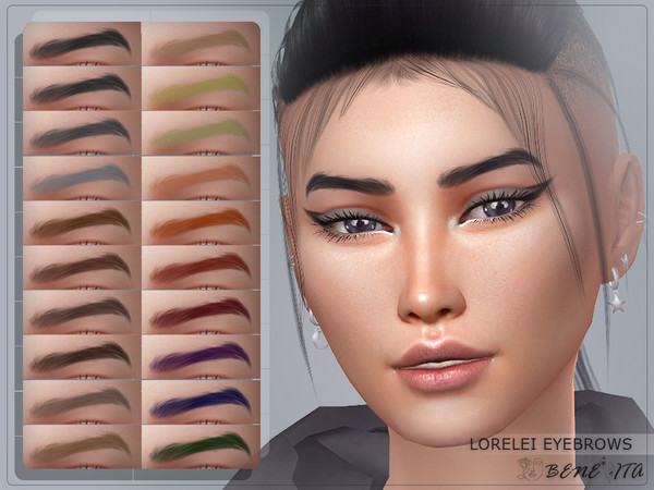 Sims 4 — Lorelei Eyebrows [HQ] by Benevita — Lorelei Eyebrows HQ Mod Compatible 20 Swatches For Female and Male (Teen to