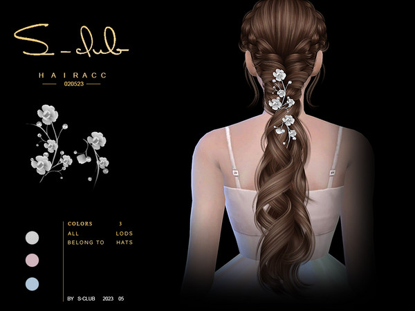 Sims 4 — FLOWER HEAD ACCESSORIES by S-Club — FLOWER HEAD ACCESSORIES with 3 swatches, hope you like, thank you! Hair