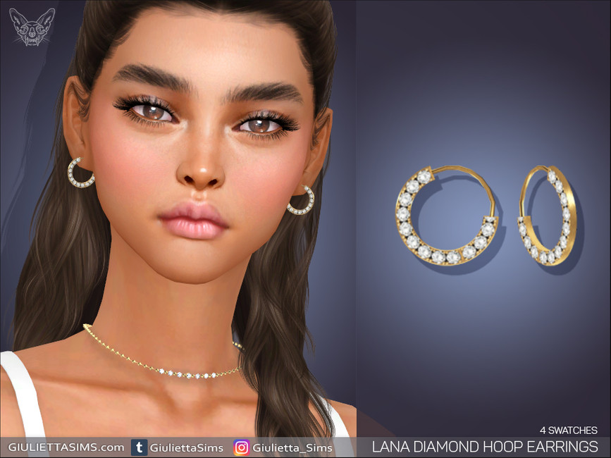 The Sims Resource - Lana Diamond Hoop Earrings