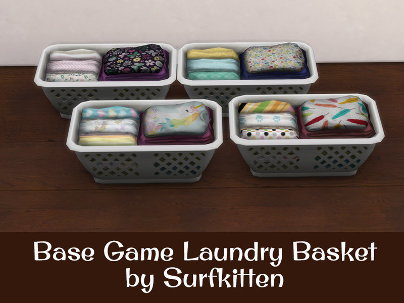 Sims 4 Recolored Laundry Basket Decor by Surfkitten