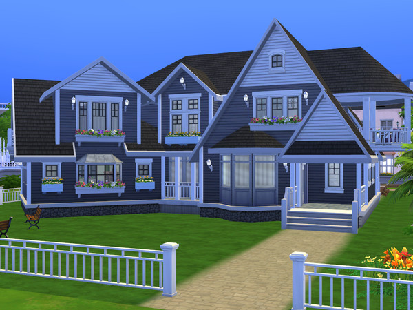 Sims 4 — Villa Anja by gabi892 — Large family house on two floors. First floor : Kitchen, Dining, Living room and