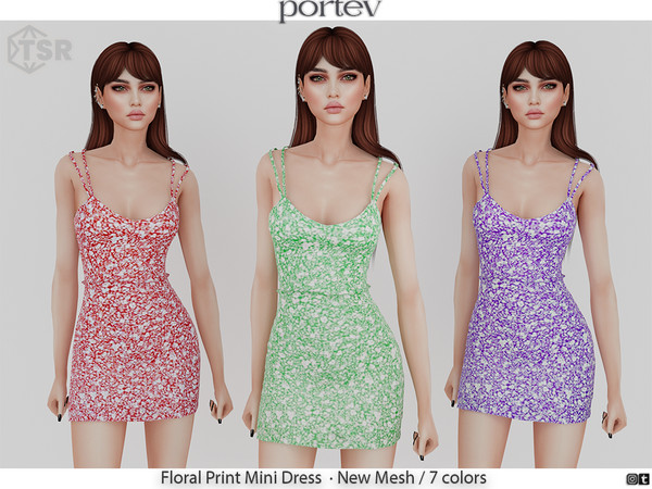 The Sims Resource - Floral Print Mini Dress