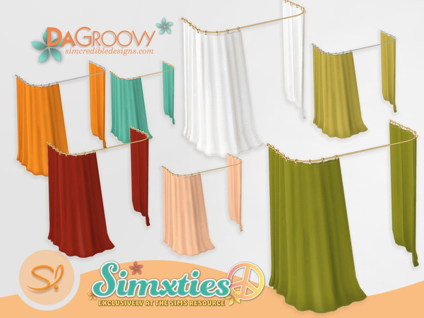 Sims 4 — Simxties Da Groovy Shower Curtain plain colors by SIMcredible! — by SIMcredibledesigns.com available exclusively