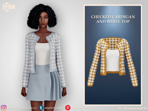 The Sims Resource - Checked cardigan and white top