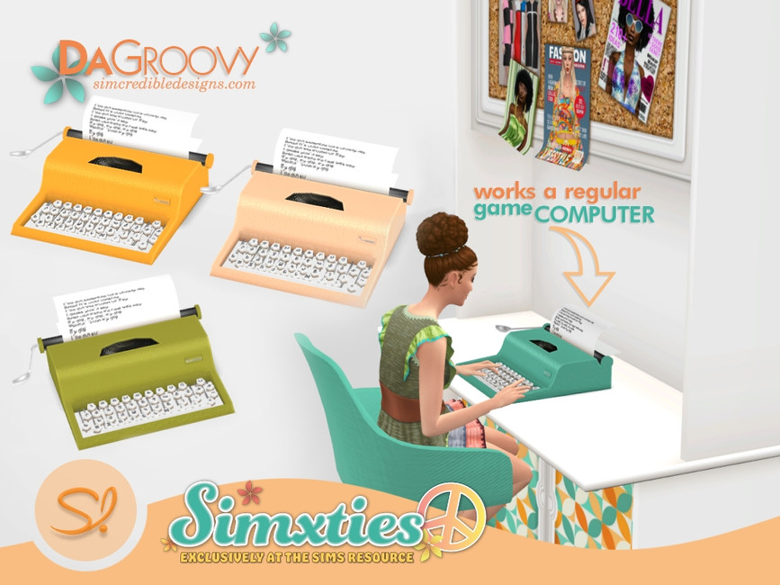 The Sims Resource - Simxties Da Groovy Typewriter [computer]