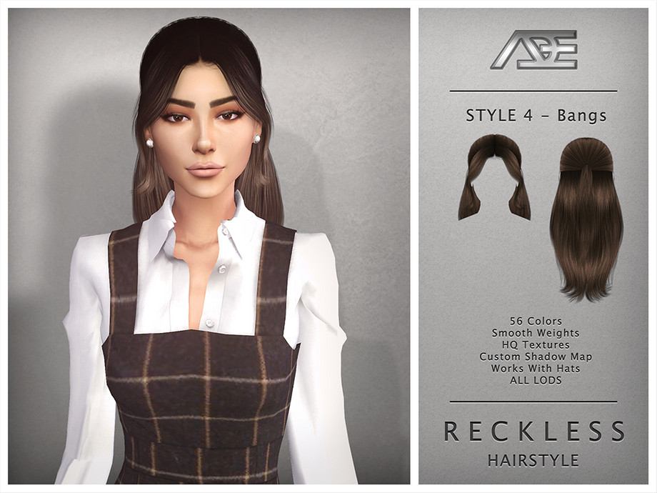 The Sims Resource Reckless Style 4 With Bangs Hairstyle
