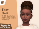 Sims 4 — Tory Hair for Children by FutureSim_CC_Labs — A curly high bun with barrettes. - Base game compatible - Maxis