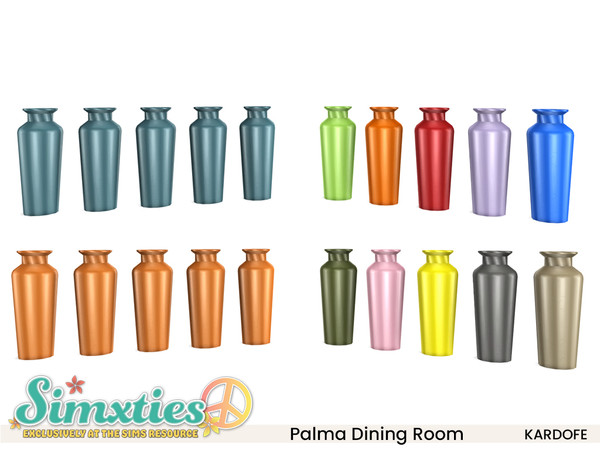 Sims 4 — Simxties_kardofe_Palma Dining Room_Vases by kardofe — Group of five vases, in four colour options