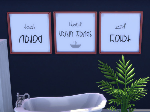 The Sims Resource | Simlish Bathroom Prints