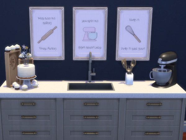 Sims 4 — Simlish Kitchen Prints by thelilplum — BGC Uses EA Frame Bedroom Similish Prints - Whip it real good - They see