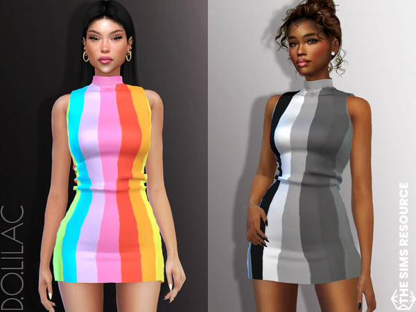 Sims 4 — Colorful Mini Dress DO868 by DOLilac — Custom thumbnail New Mesh 2 Colors Adult-Elder-Teen-Young Adult For