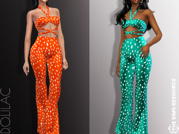 Sims 4 — Patterned Flared Trousers [SET] DO870 by DOLilac — Custom thumbnail New Mesh 3 Colors Adult-Elder-Teen-Young