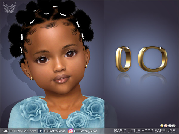 Sims 4 — Basic Little Hoop Earrings For Toddlers by feyona — Basic Little Hoop Earrings For Toddlers come in 4 colors of