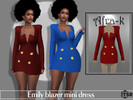 Sims 4 — Emily blazer mini dress by akaysims — Mini blazer dress with gold buttons. Comes in 15 swatches. - HQ Compatible