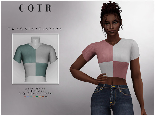 Sims 4 — ChordoftheRings Two Color T-shirt T-427 by ChordoftheRings — ChordoftheRings Two Color T-shirt T-427 - 8 Colors