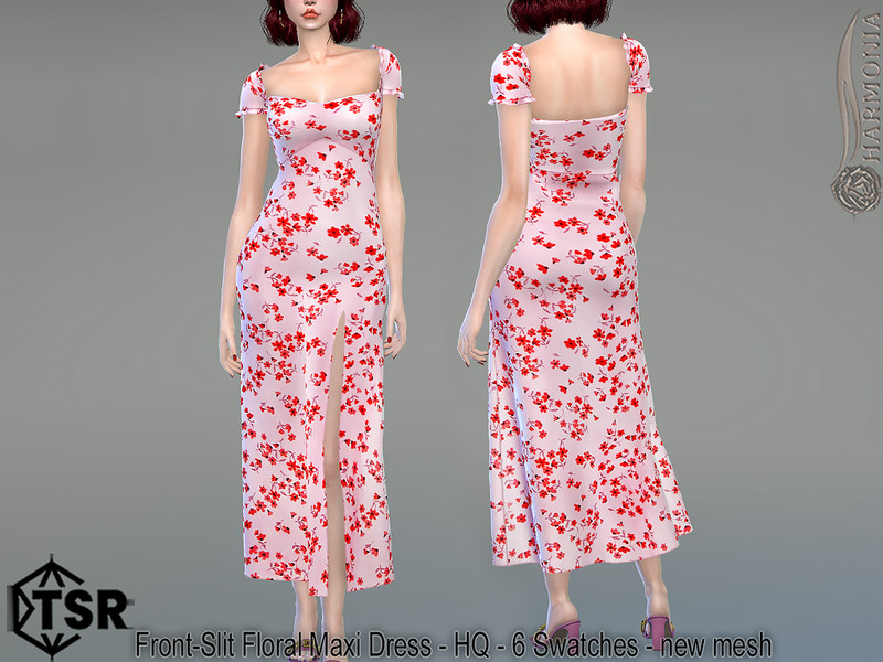 Harmonia's Front-slit Floral Maxi Dress