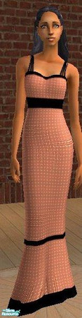 Sims 2 — Miss Conservative - Tangerine by MsPixie618 — A recolor of a Maxis GL gown. A modest, lightly textured gown for