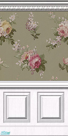 Sims 2 — Valois Sage Wall Collection - Panel by Ravensonng — Sage wallpaper on Maxis panel.
