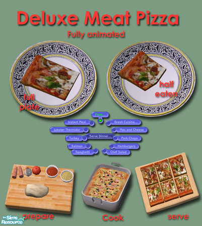 Sims 2 — Pizza Pizza! - Deluxe Meat by Simaddict99 — the real meat lovers pizza with ground beef, ham, bacon &