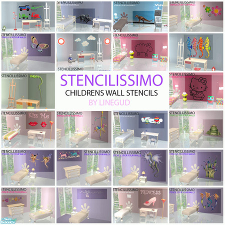 Sims 2 — Childrens stencils - recolor set by linegud — Stencils for your sim children. Stamp their favorite images on