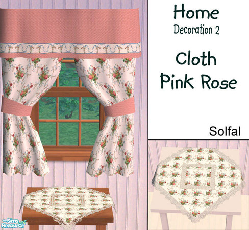 Sims 2 — Home Decoration Cloth Pink Rose by solfal — New recolours for my cloth that can be placed on 1 tile tables. As I