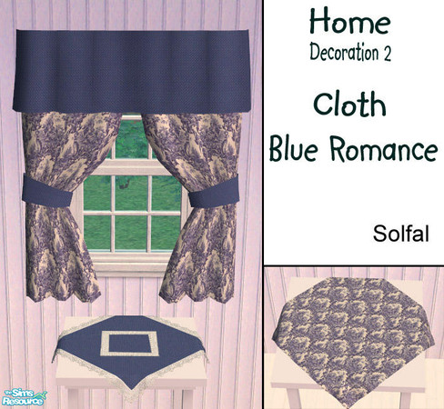 Sims 2 — Home Decoration Cloth Blue Romance by solfal — New recolours for my cloth that can be placed on 1 tile tables.