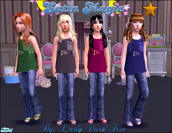 Sims 2 — Satin Magic  by Lady Darkfire — A set of four sassy outfits for girls that have a passion for fashion. *^_^*