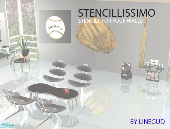 Sims 2 — Stencils sports - Recolor baseball by linegud — Stencils for your sporty sims. Stamp their favorite images on