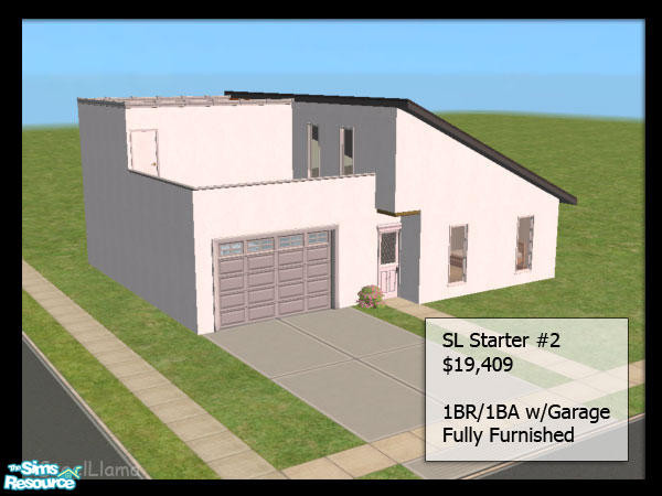 Sims 2 — SL Starter House #2 by SteelLlama — 1BR/1BA with garage, eat in kitchen & 2nd floor living room w/ balcony