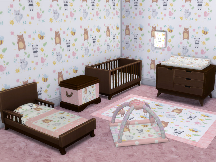The Sims Resource Baby Animals Pink Nursery Set
