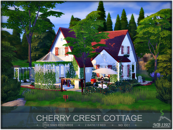 Sims 4 — Cherry Crest Cottage (No CC!) by nobody13922 — Welcome to Cherry Crest Cottage, a charming white house with