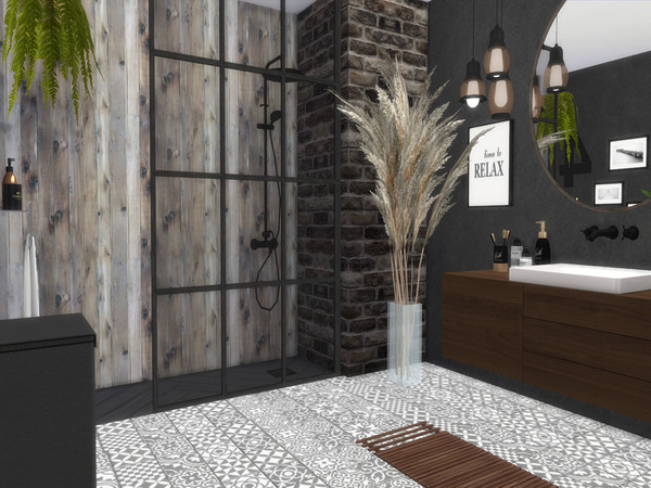 Sims 4 — Denia Bathroom by Suzz86 — Denia is a fully furnished and decorated bathroom. Size: 4x5 Value: $ 6,700 Short