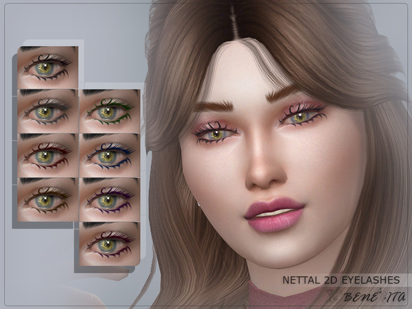 Sims 4 — Nettal 2D Eyelashes [HQ] by Benevita — Nettal 2D Eyelashes Makeup (Eyeliner) Category HQ 8 Swatches For Female