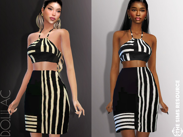 Sims 4 — Striped Halter Neck Top [SET] DO896 by DOLilac — Custom thumbnail New Mesh 3 Colors Adult-Elder-Teen-Young Adult