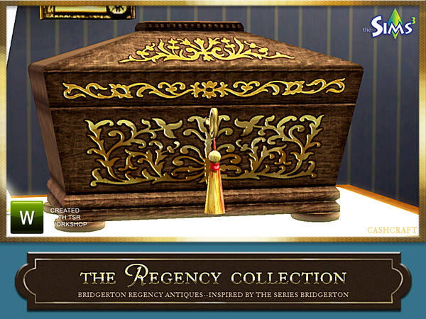 Sims 3 — Bridgerton Regency Antiques Tea Caddy by Cashcraft — It's a lockable, wood tea caddy for everyday storage of