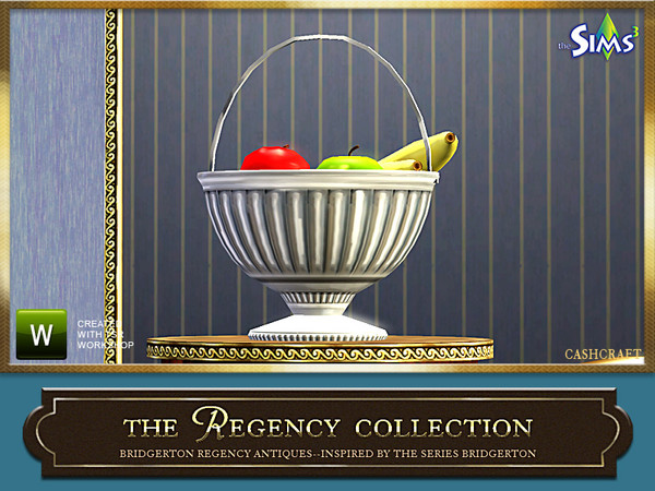 Sims 3 — Bridgerton Regency Antiques Silver Basket by Cashcraft — A neoclassical style silver basket created by a