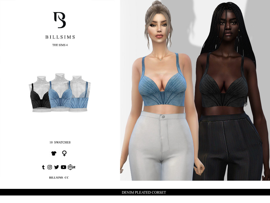 The Sims Resource - Denim Pleated Corset