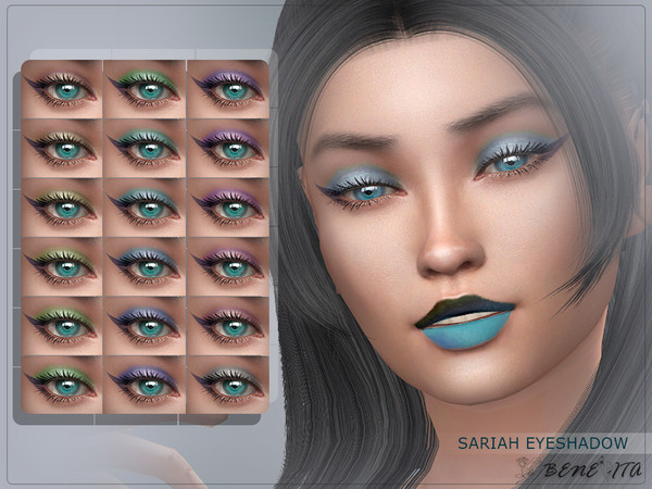 Sims 4 — Sariah Eyeshadow [HQ] by Benevita — Sariah Eyeshadow Makeup Category HQ 18 Swatches For Female (Teen to Elder) I