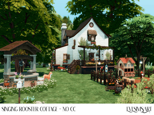 Sims 4 — Singing Rooster Cottage (no cc) by EveSimsArt — Are you ready to work in the countryside? Embraced by